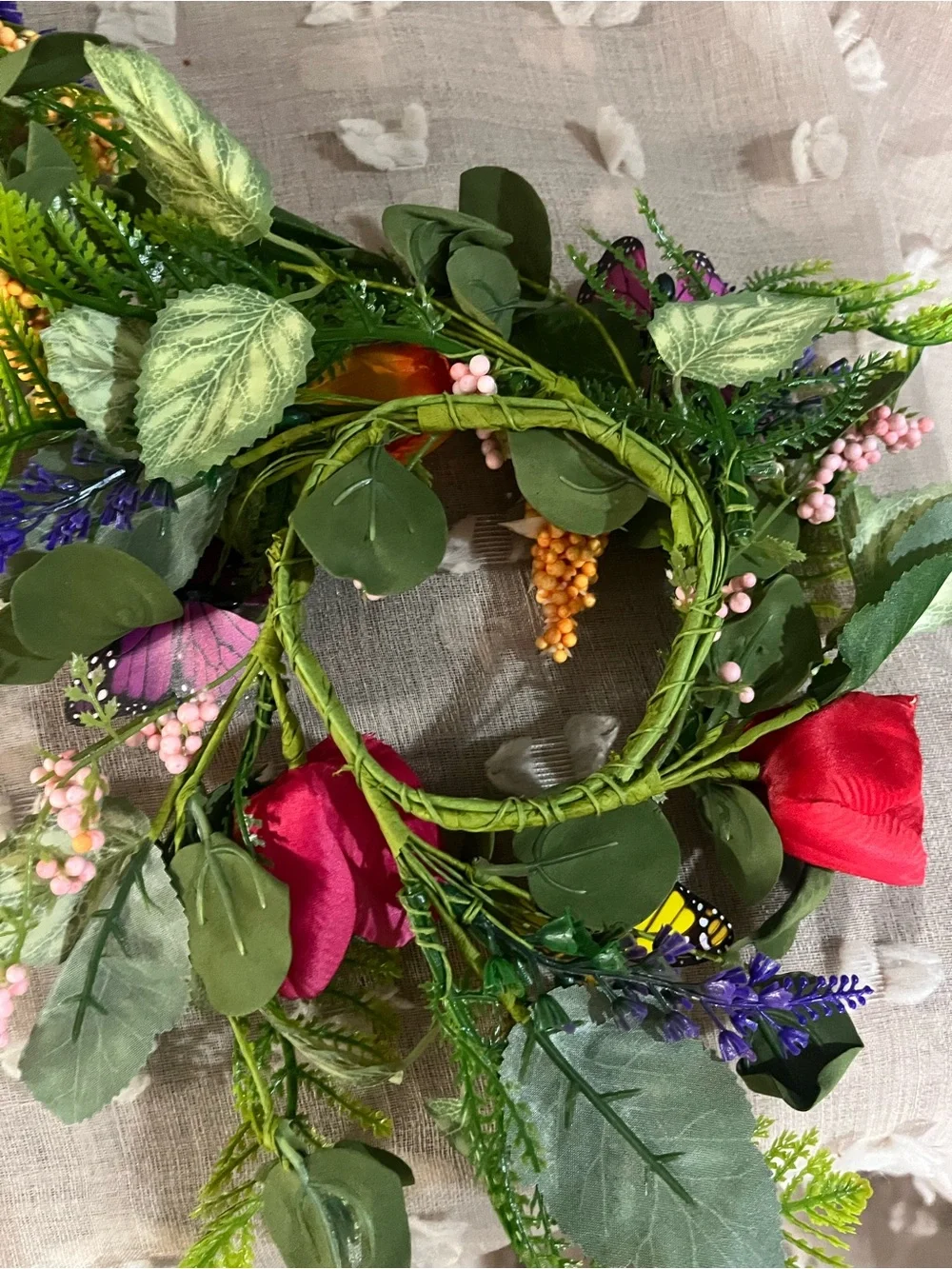 Set of Two Mini Colorful Floral Butterfly Wreaths